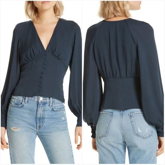 Joie Alurea Button Front Silk Blouse Sz 2 - Picture 8 of 11